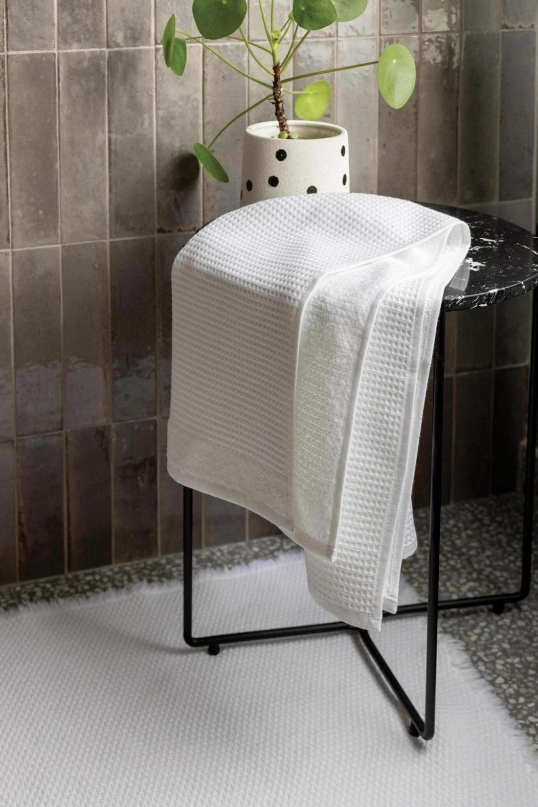 DRAP DE DOUCHE RECYCLÉ ABBY BLANC - Maison Vivaraise - Lili Margaret