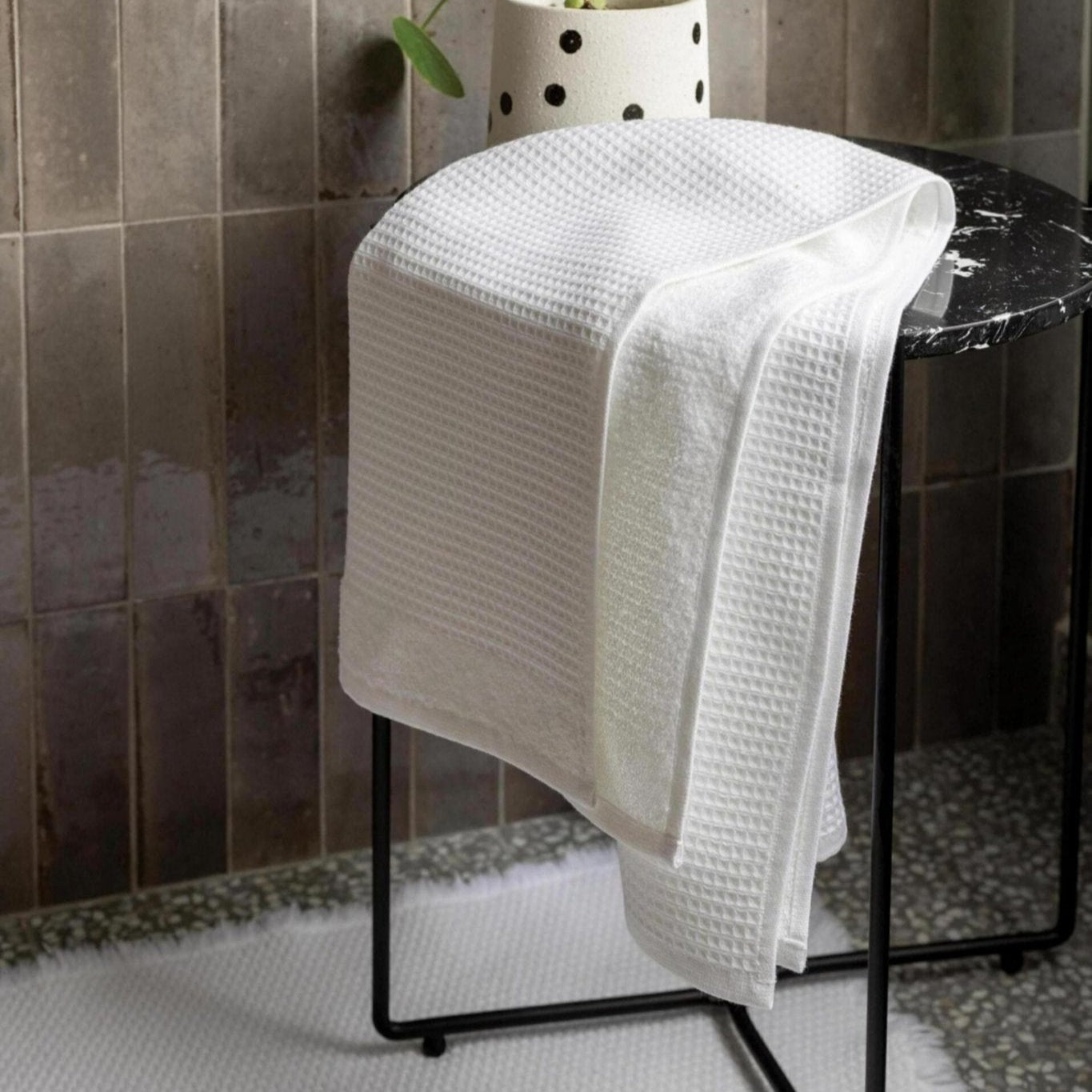DRAP DE DOUCHE RECYCLÉ ABBY BLANC - Maison Vivaraise - Lili Margaret
