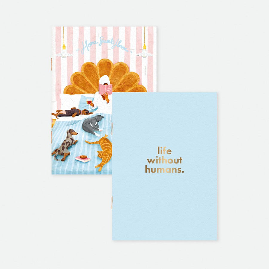 Duo de carnets de poche A6 chiens et chats "Without Humans"
