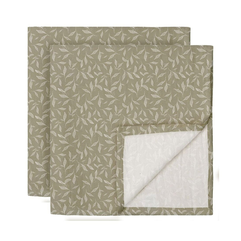 Lange gaze de coton motif leaves - lot de 2 | zakuw