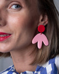 Boucles d’oreilles fleur rose et rouge