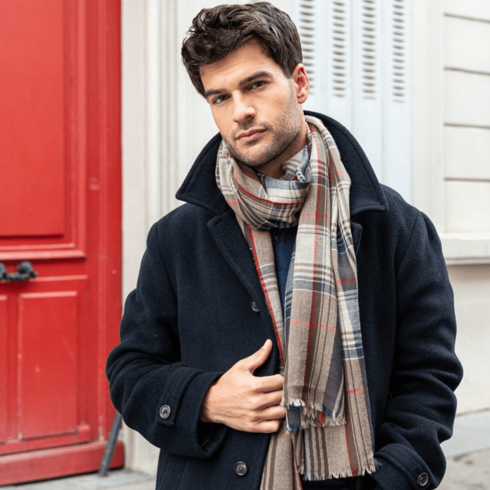 Écharpe homme carreaux mérinos otzarreta - av08 paris