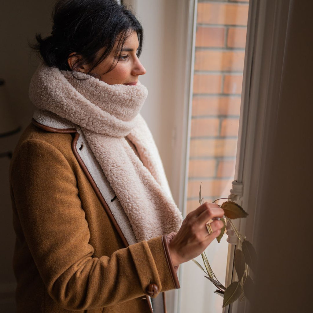 Écharpe sherpa femme – gentil coquelicot