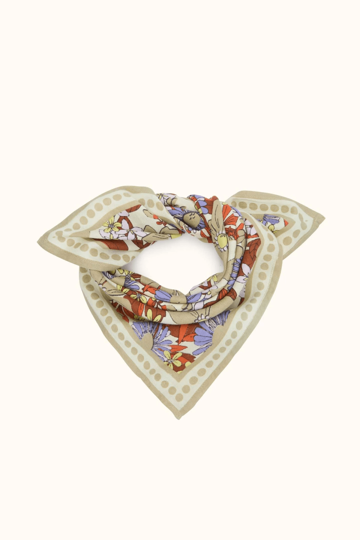Foulard carré 50x50 en coton Manika Bouquet Macadamia