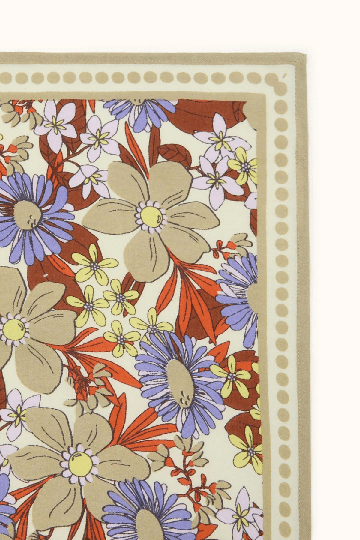 Foulard carré 50x50 en coton Manika Bouquet Macadamia