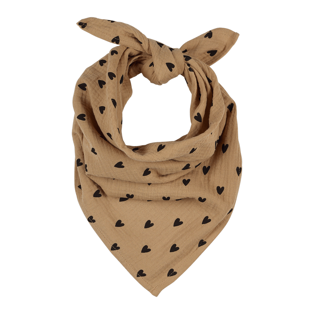 FOULARD ENFANT EN GAZE DE COTON AVEC MOTIFS CŒURS – COULEUR BEIGE | Atelier Wagram - Lili Margaret