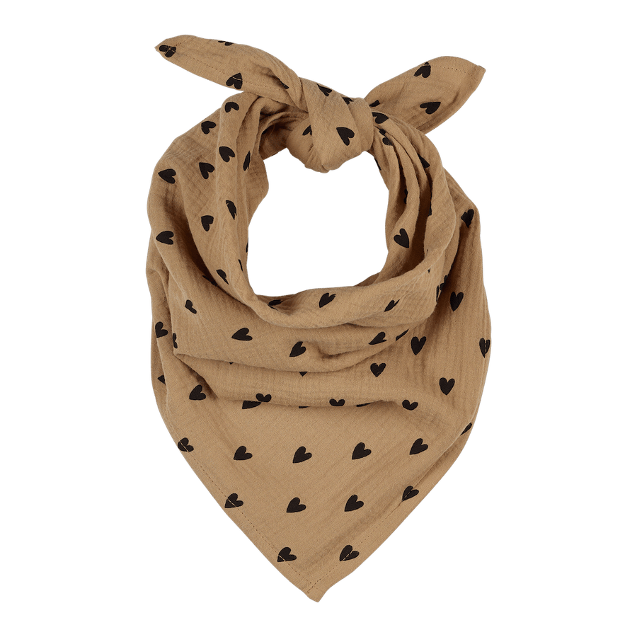 Foulard enfant en gaze de coton avec motifs cœurs - couleur beige