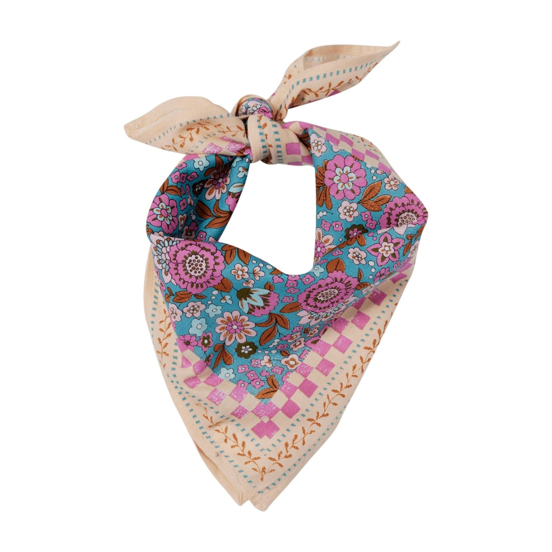 FOULARD ENFANT IMPRIMÉ FLEURS INDIENNES AMAIA TURQUOISE - Bonheur du Jour - Lili Margaret