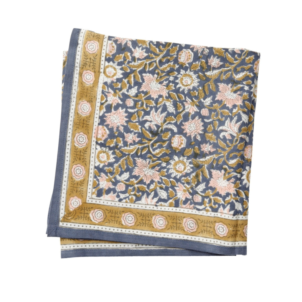 Foulard enfant imprimé fleurs indiennes azur blue - bonheur du jour