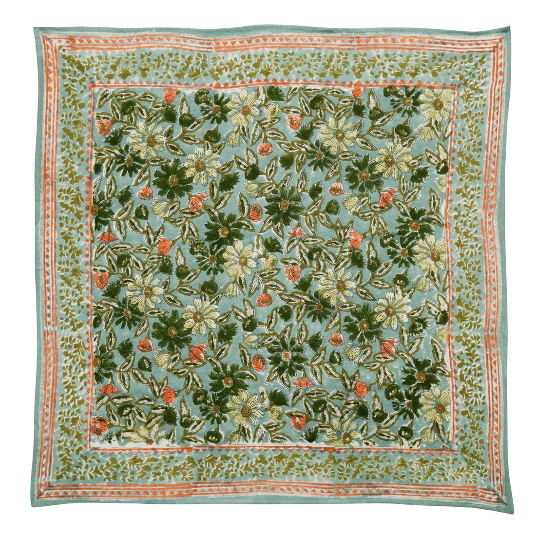 FOULARD ENFANT IMPRIMÉ FLEURS INDIENNES MEERA BLUE GREEN - Bonheur du Jour - Lili Margaret