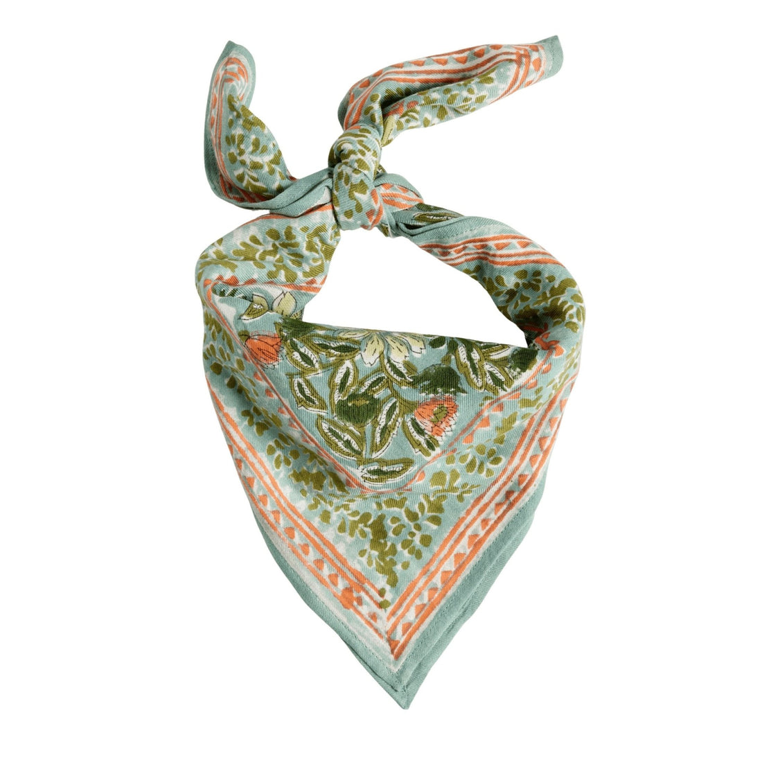 FOULARD ENFANT IMPRIMÉ FLEURS INDIENNES MEERA BLUE GREEN - Bonheur du Jour - Lili Margaret