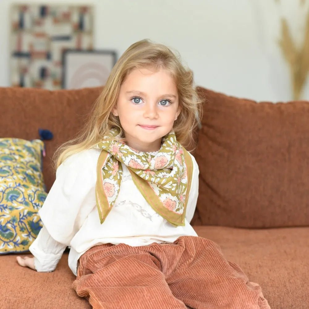 FOULARD ENFANT MARGOTTE OLIVE - Bonheur du Jour - Lili Margaret