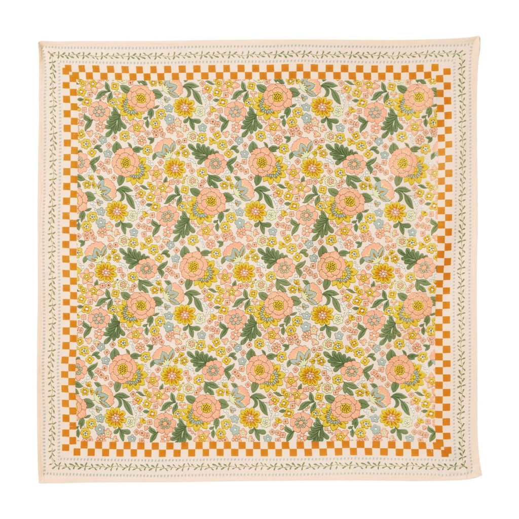 Foulard femme imprimé fleurs indiennes amaia rose corail - bonheur du jour paris