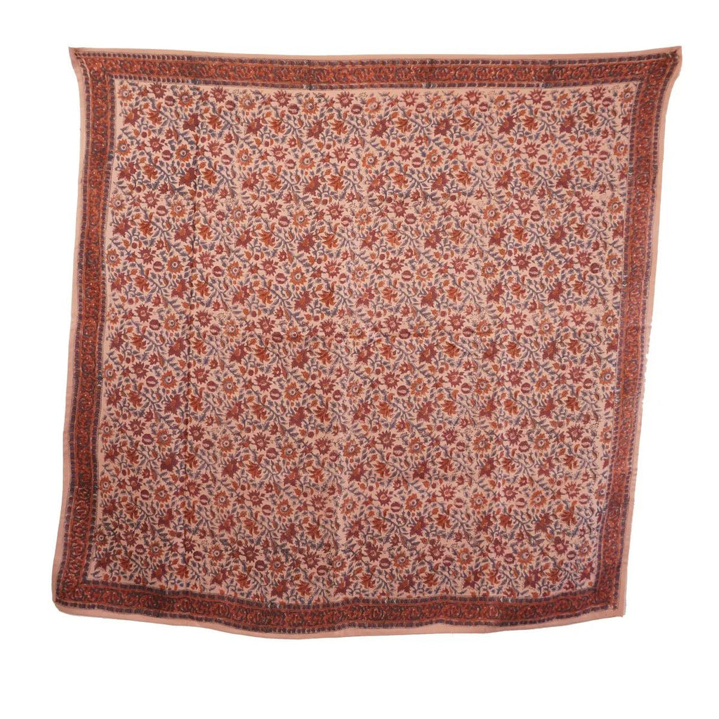 Foulard femme imprimé fleurs indiennes lucette pink - bonheur du jour