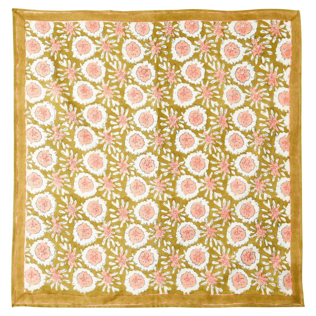 FOULARD FEMME IMPRIMÉ FLEURS INDIENNES MARGOTTE OLIVE - Bonheur du Jour Paris - Lili Margaret