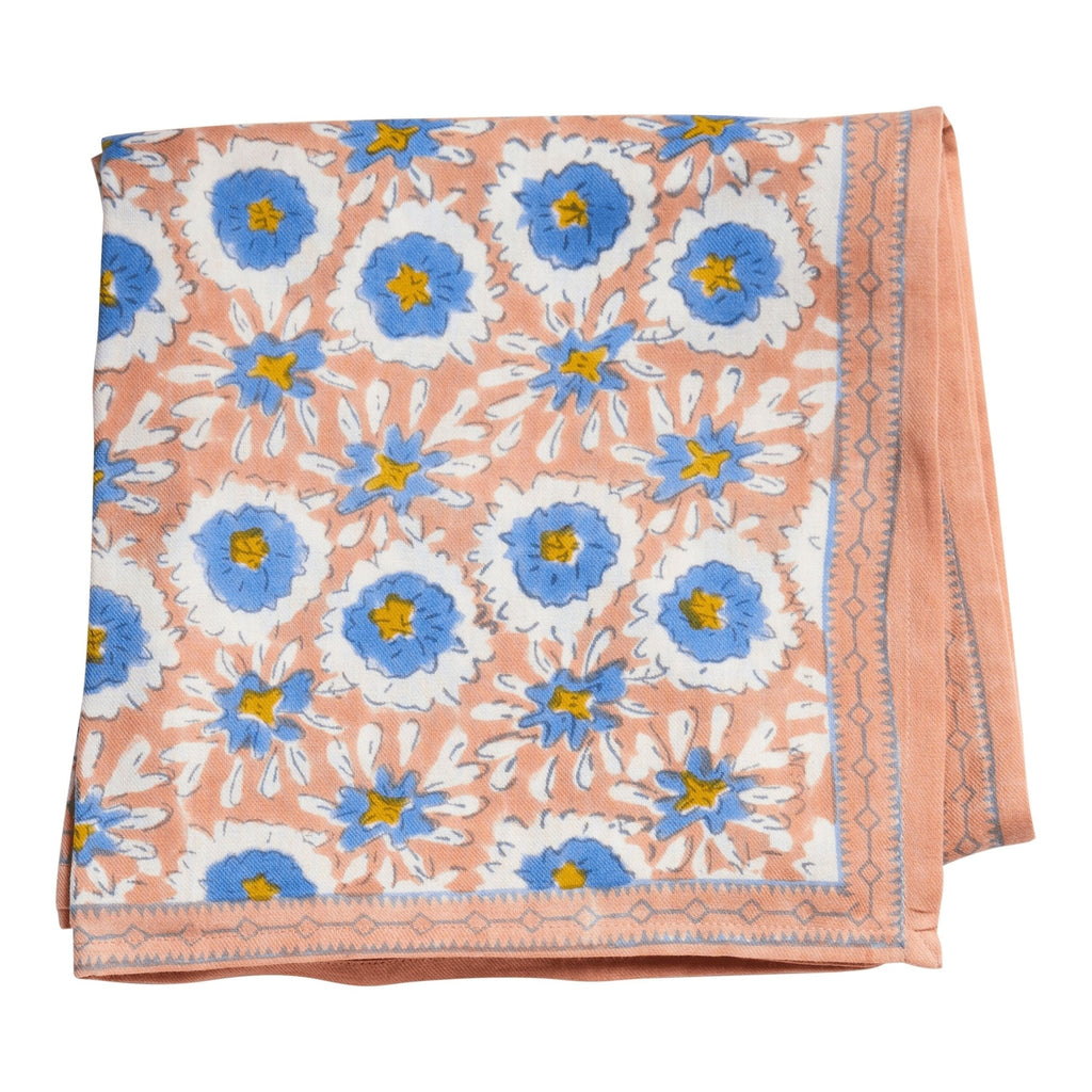 Foulard femme imprimé fleurs indiennes margotte sienne - bonheur du jour paris