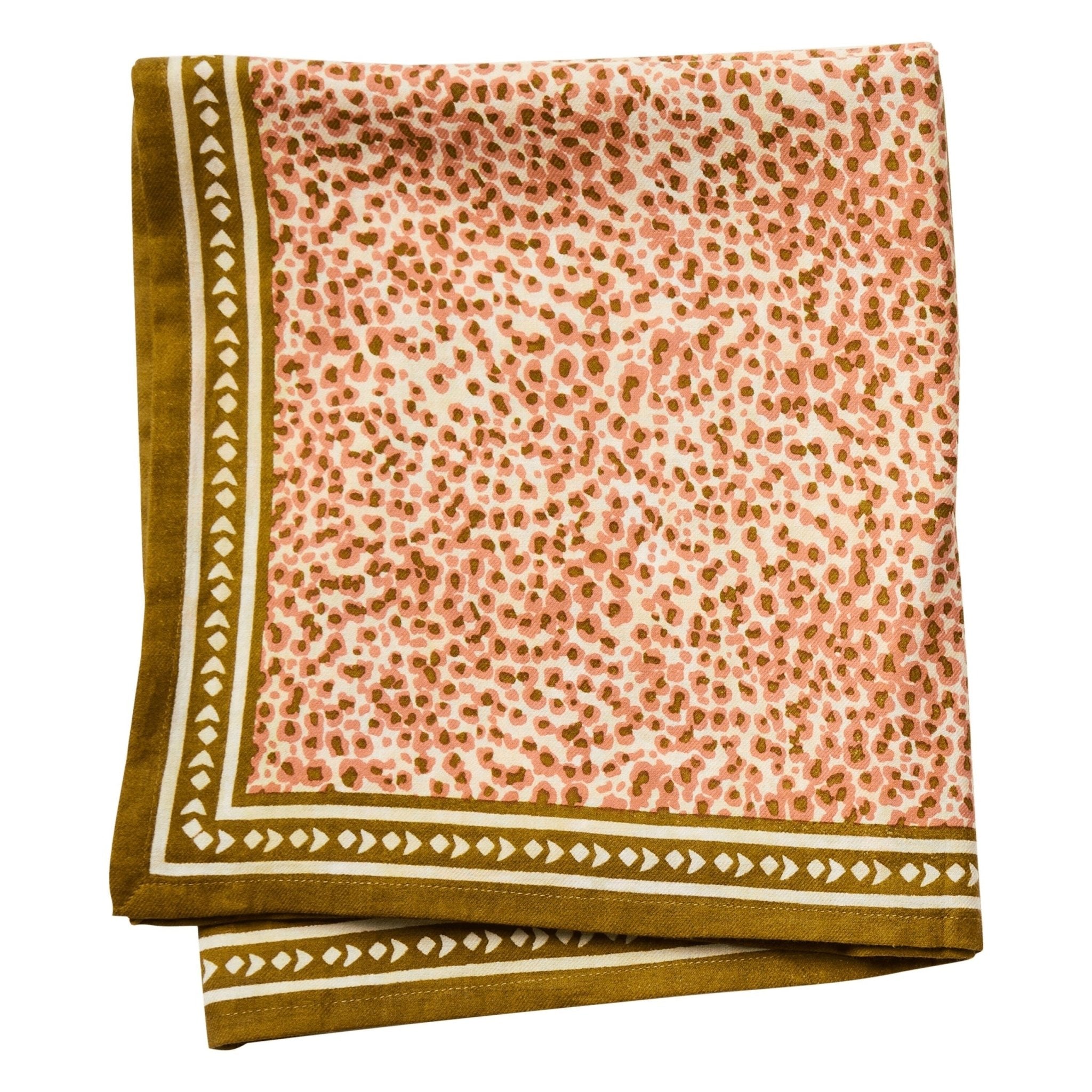 FOULARD FEMME IMPRIMÉ LÉOPARD SAVANE ROSÉE KAKI - Bonheur du Jour Paris - Lili Margaret