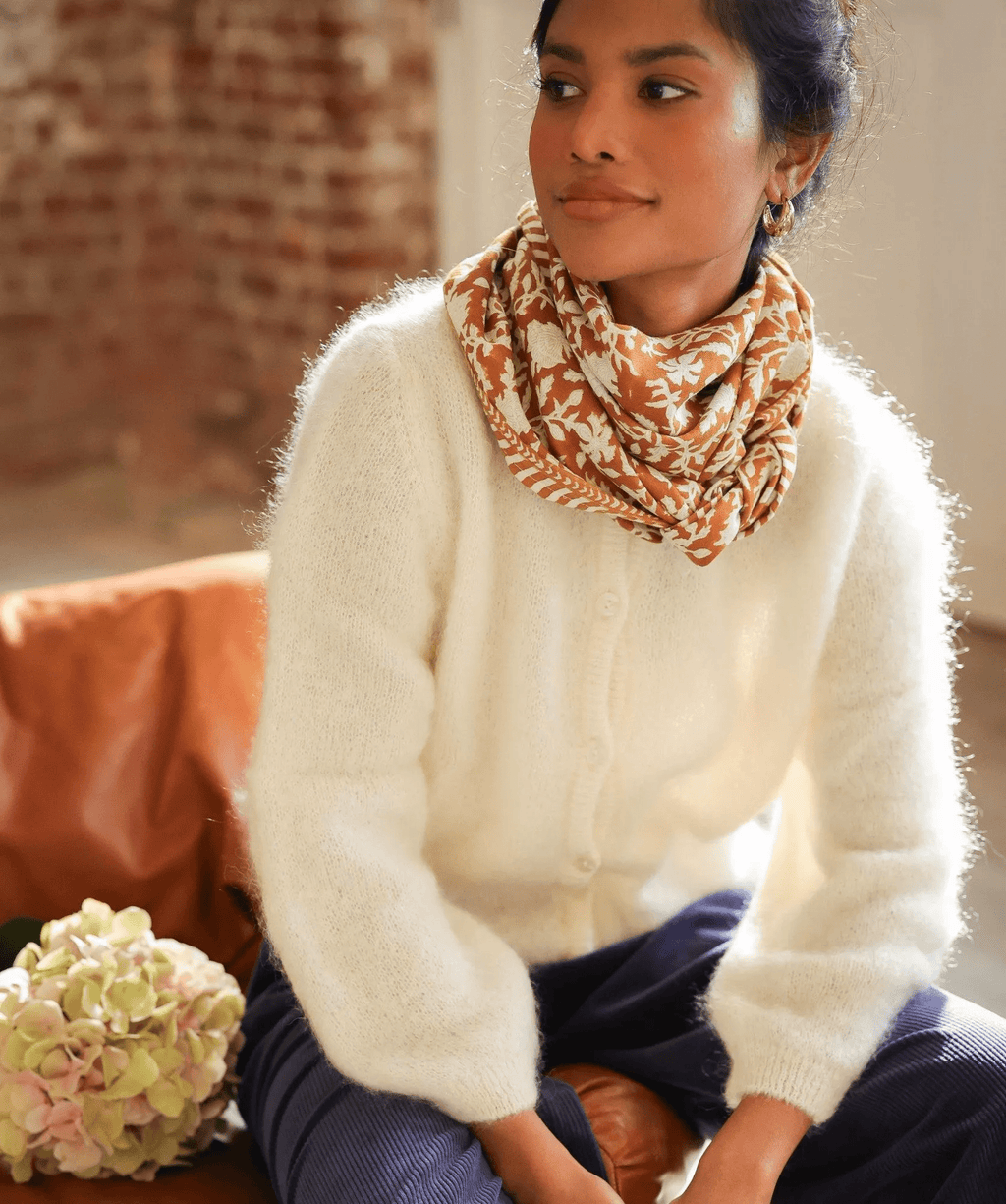 Foulard grand format Kate Caramel