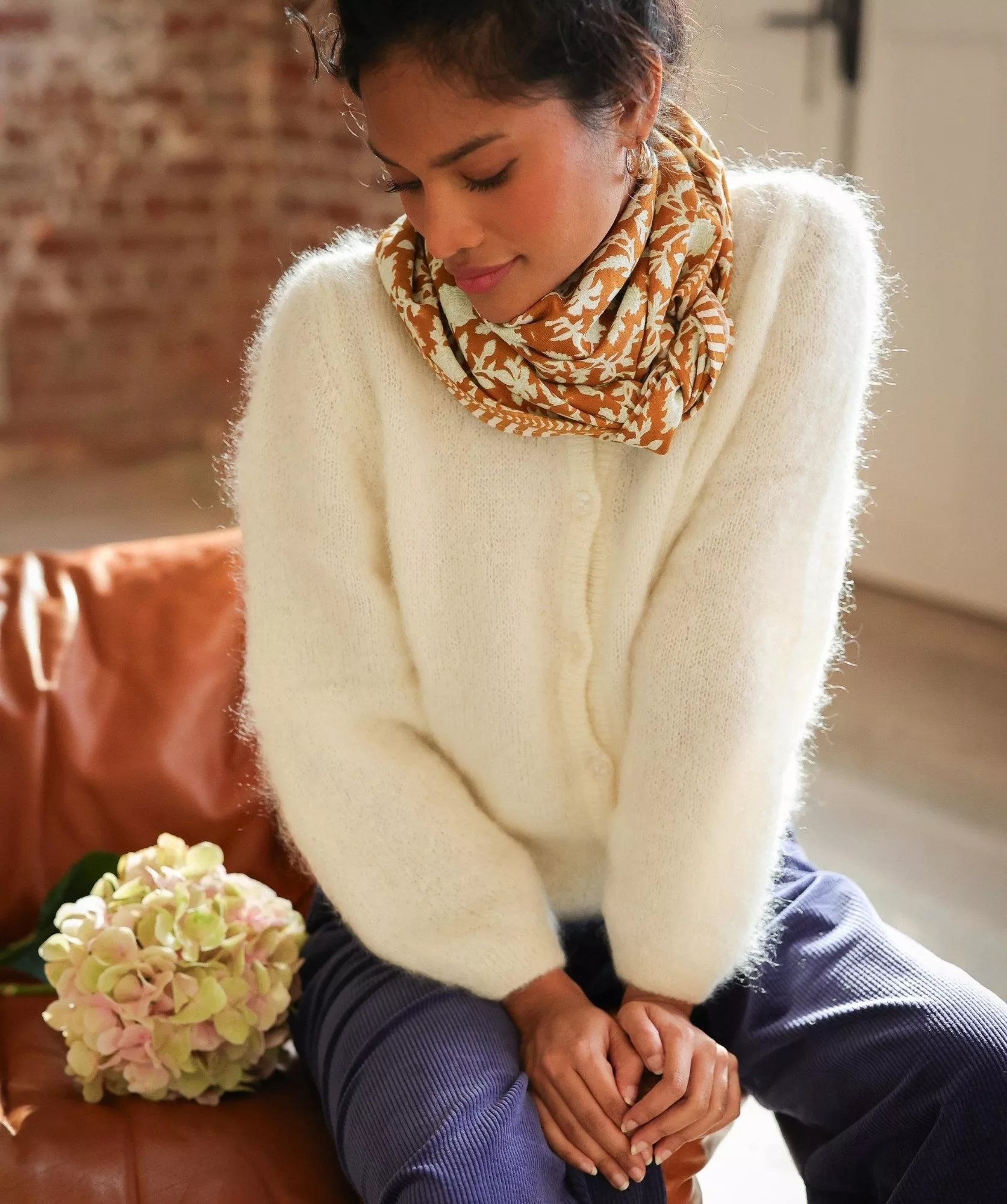 Foulard grand format Kate Caramel