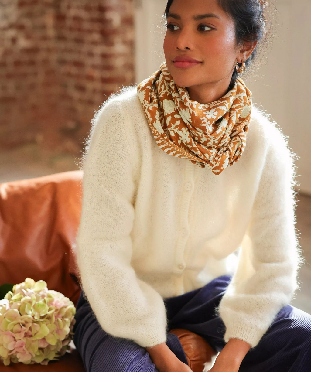 Foulard grand format Kate Caramel