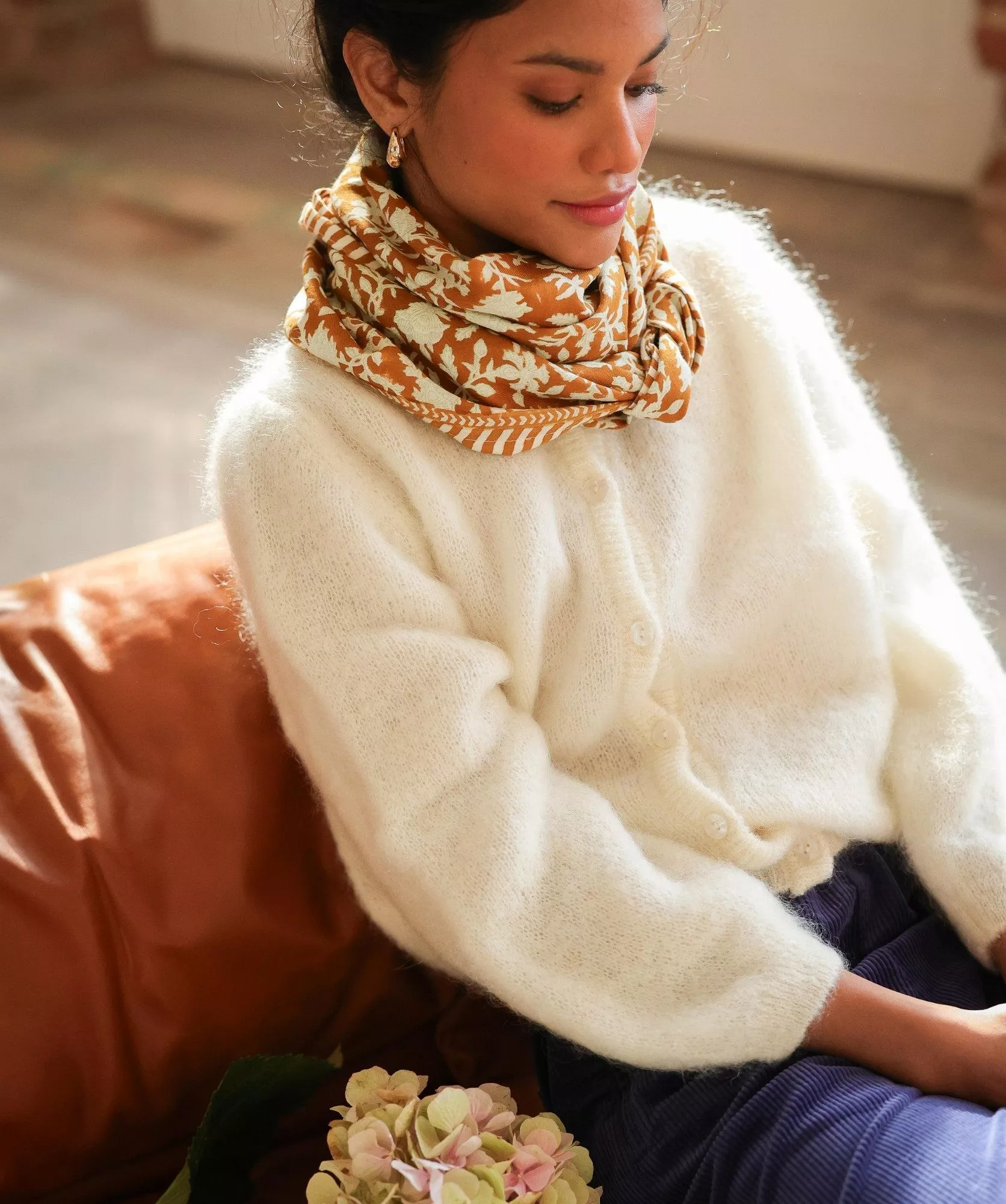 Foulard grand format Kate Caramel