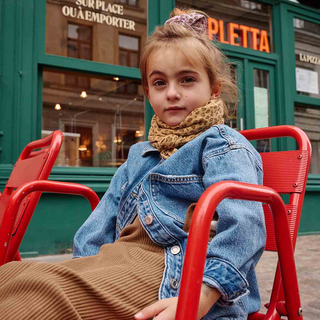 Foulard léopard enfant café - Rose in april