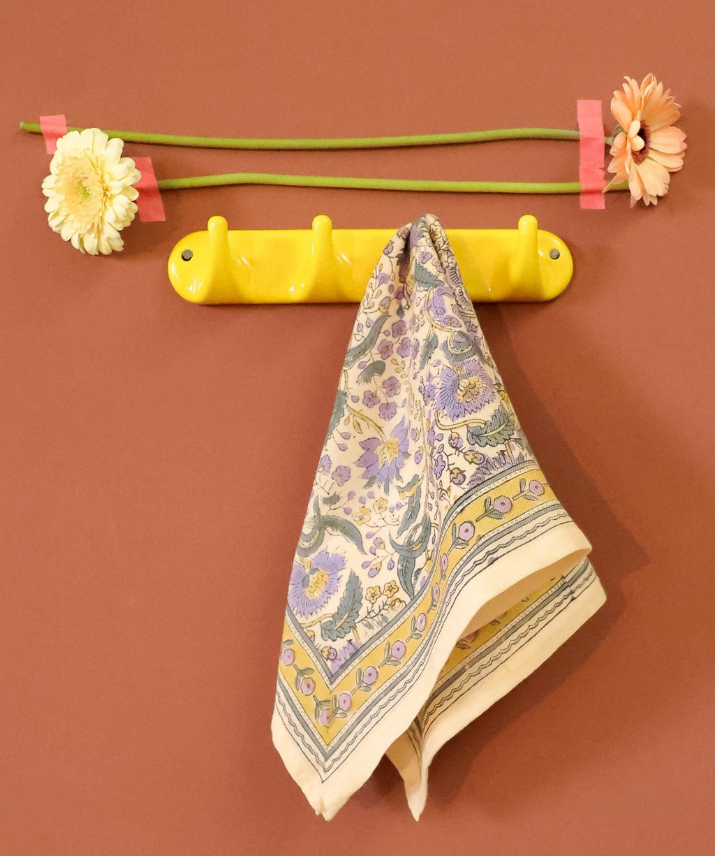 Foulard petit format Haydee Sorbet Citron Vert Violette en coton imprimé - vue 8