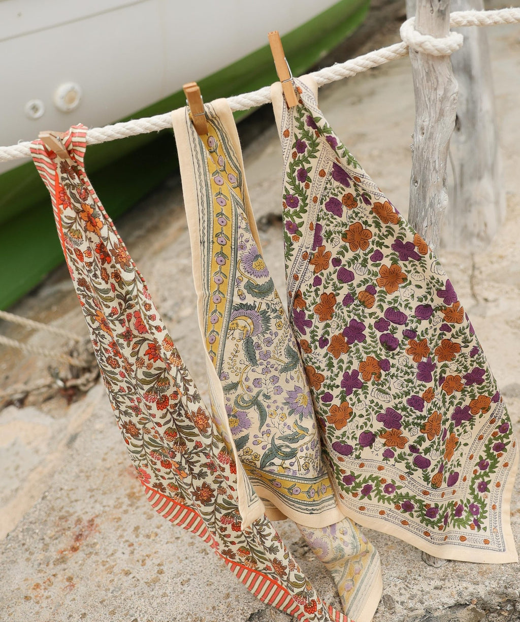 Foulard petit format Haydee Sorbet Citron Vert Violette en coton imprimé - vue 9