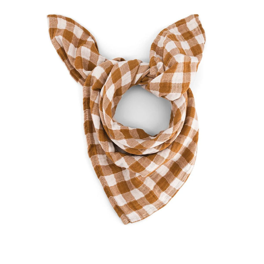 Foulard vichy caramel en coton