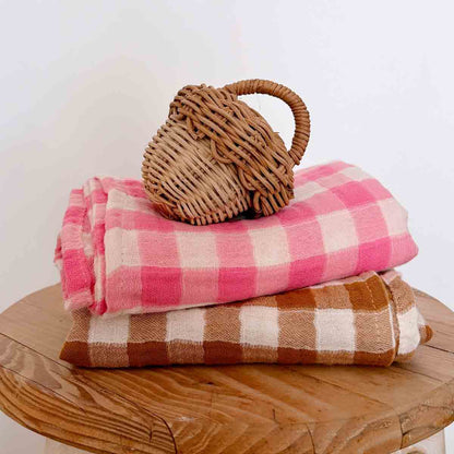 Foulard vichy caramel - Rose in april - Lili Margaret