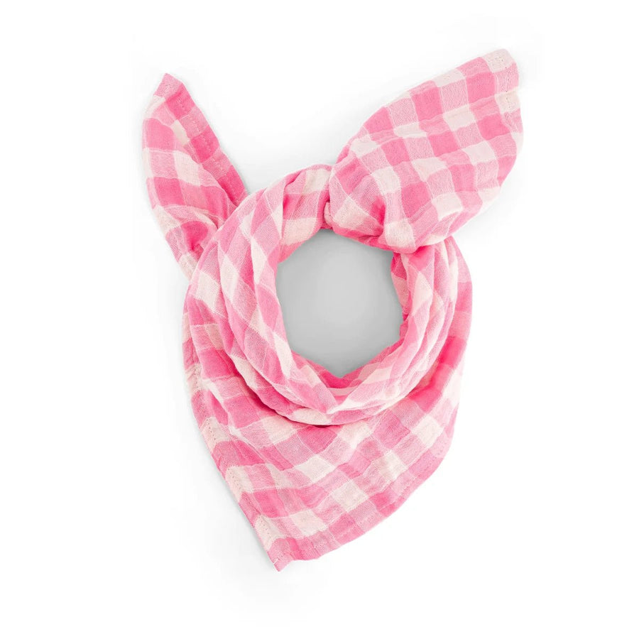 Foulard vichy rose fluo