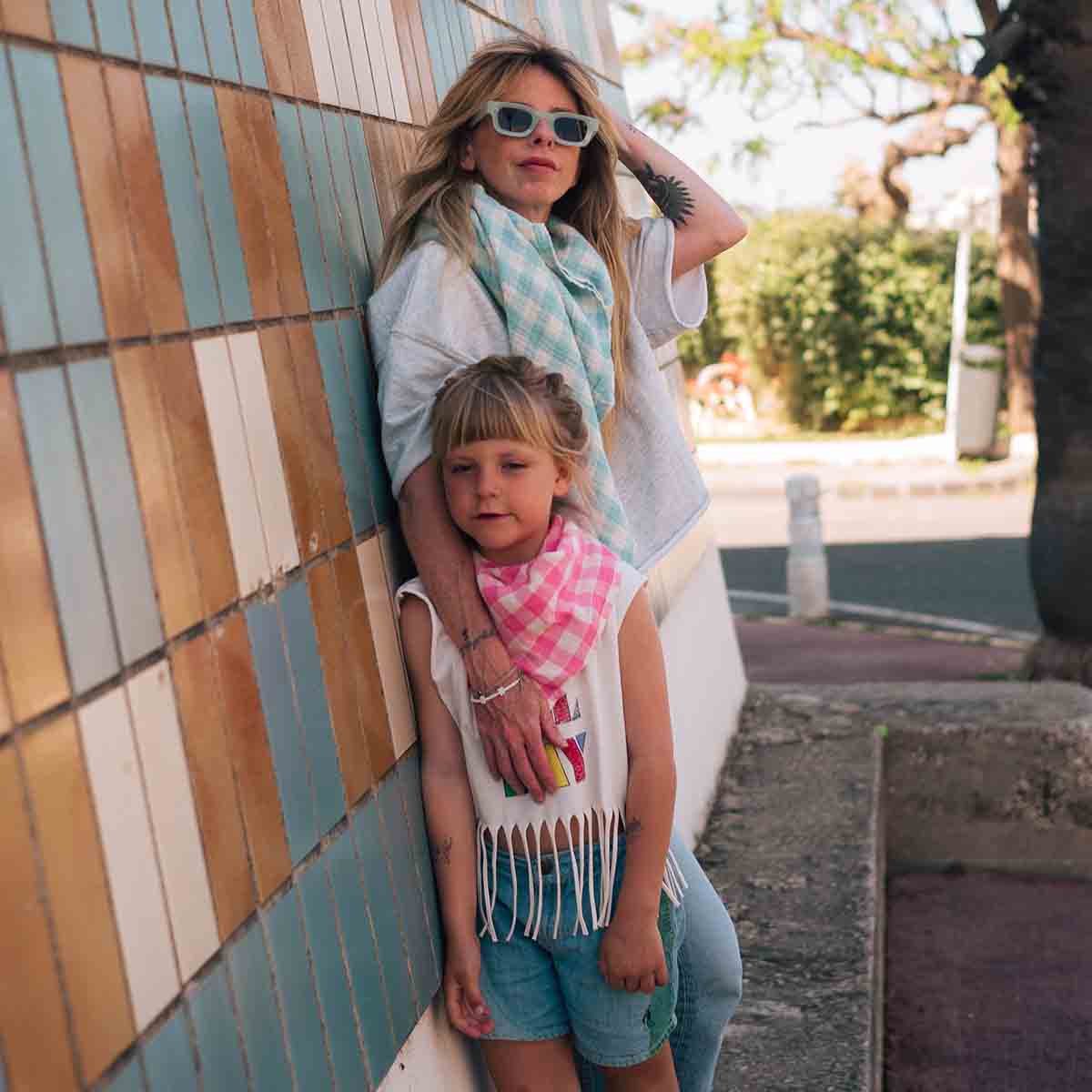 Foulard vichy rose fluo - Rose in april - Lili Margaret