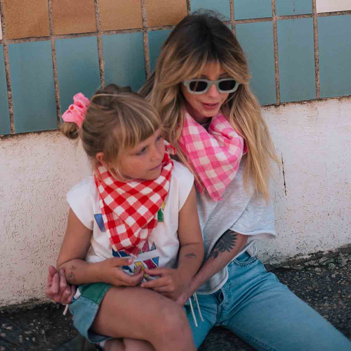 Foulard vichy rose fluo - Rose in april - Lili Margaret