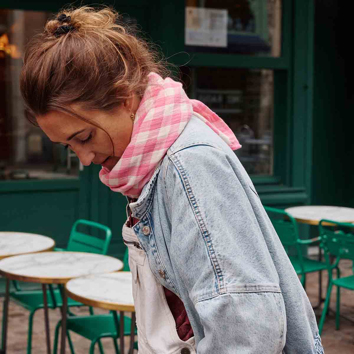 Foulard vichy rose fluo - Rose in april - Lili Margaret