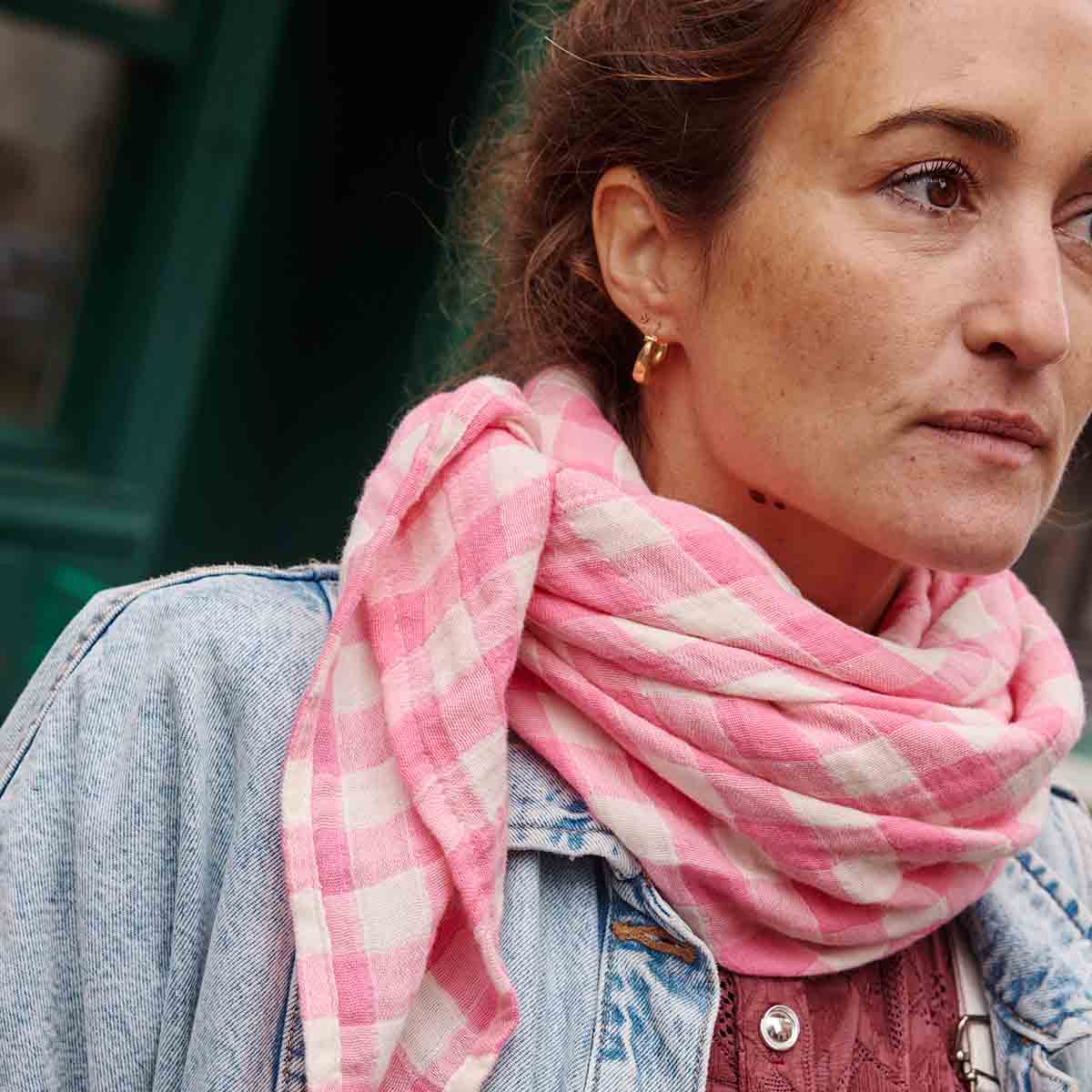 Foulard vichy rose fluo - Rose in april - Lili Margaret