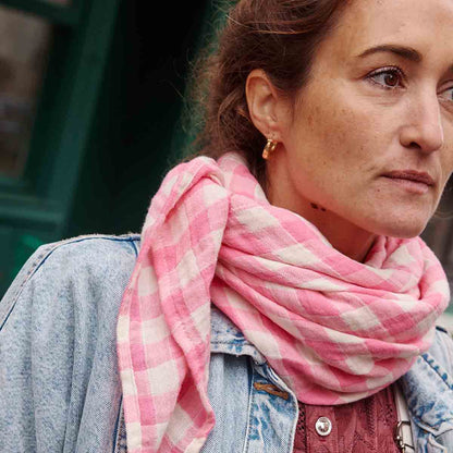 Foulard vichy rose fluo - Rose in april - Lili Margaret