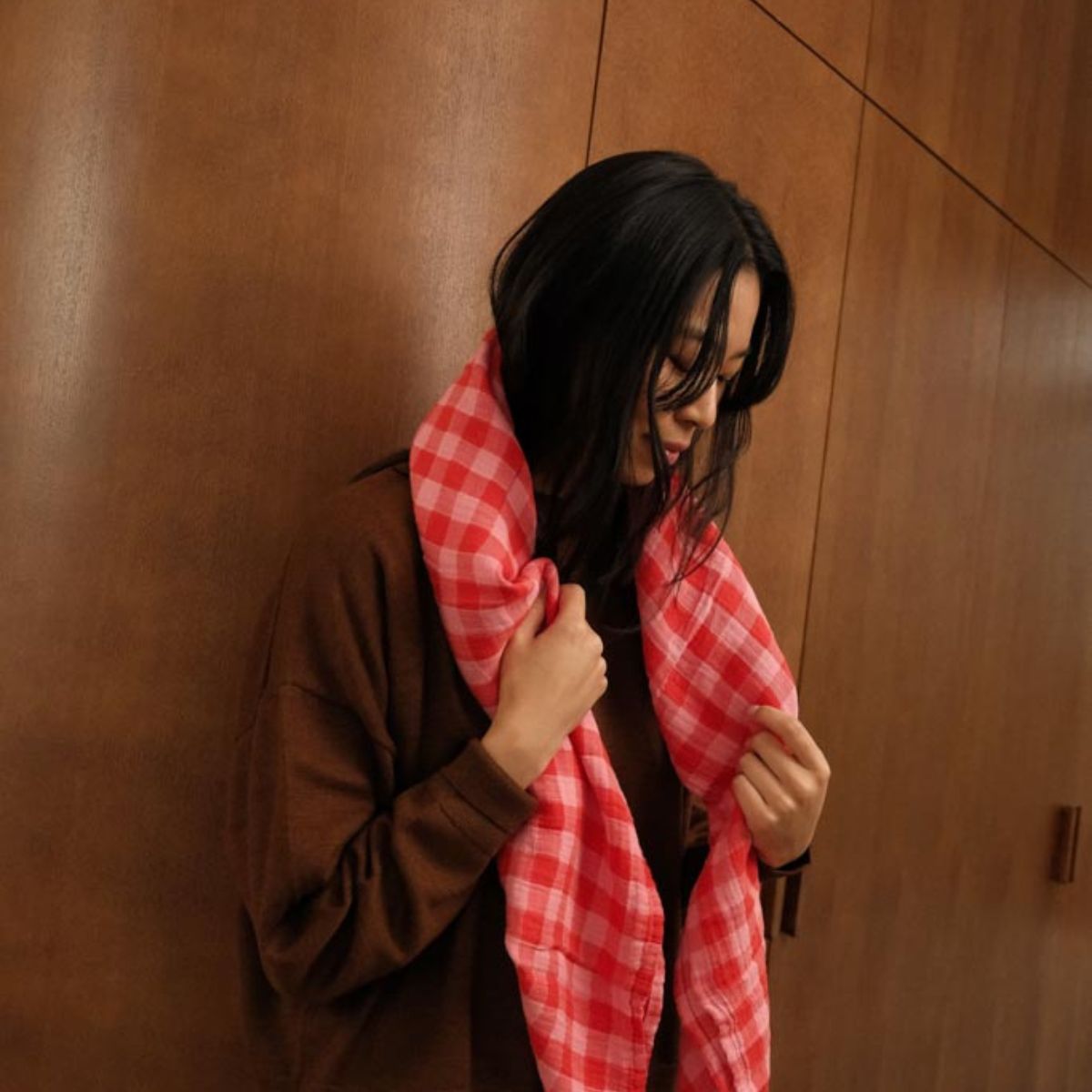 Foulard vichy Rouge/Rose - Rose in april - Lili Margaret