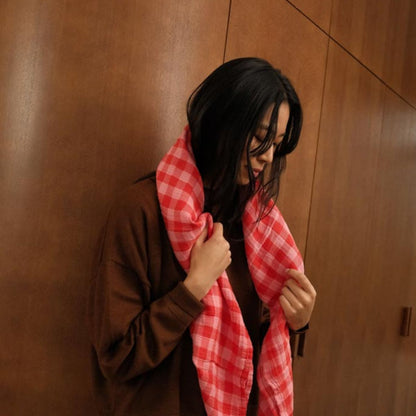 Foulard vichy Rouge/Rose - Rose in april - Lili Margaret