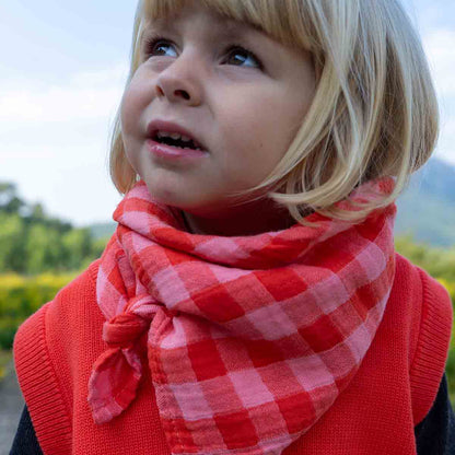 Foulard vichy Rouge/Rose - Rose in april - Lili Margaret