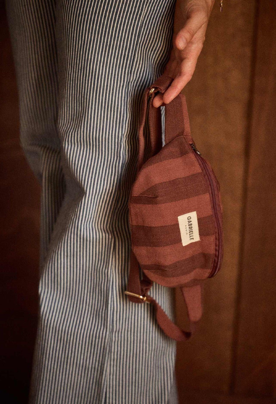 Petit sac banane femme en coton Rayures Saint-Honoré - Gabrielle Paris - vue 1