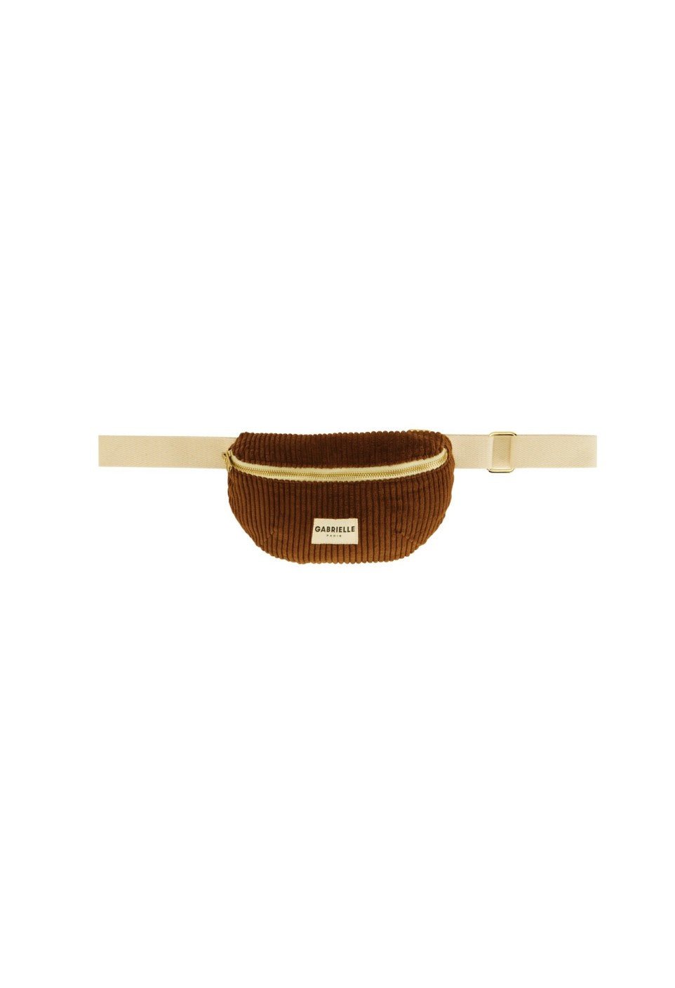Petit sac banane femme en velours camel - Gabrielle Paris - vue 3