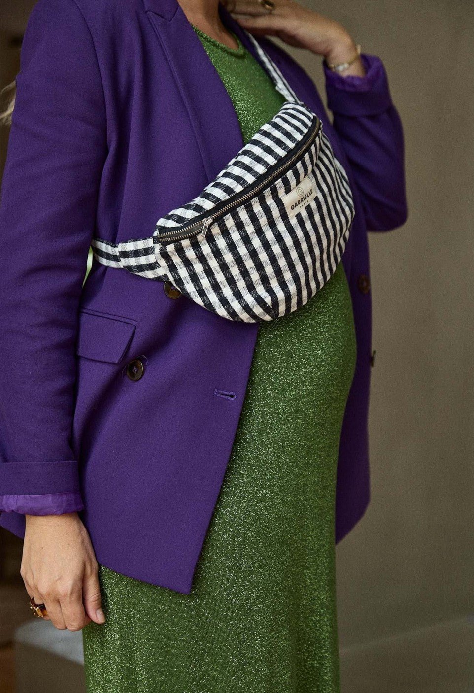 Sac banane femme en coton Vichy Black - Gabrielle Paris - vue 1
