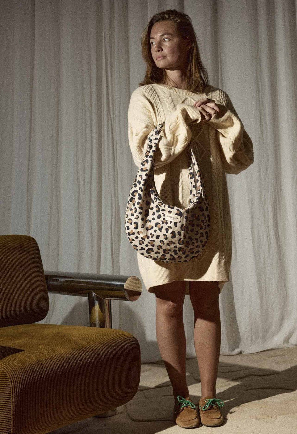 Sac demi-lune femme New B en coton Léopard - Gabrielle Paris - vue 4