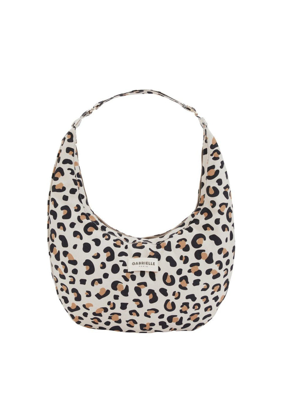 Sac demi-lune femme New B en coton Léopard
