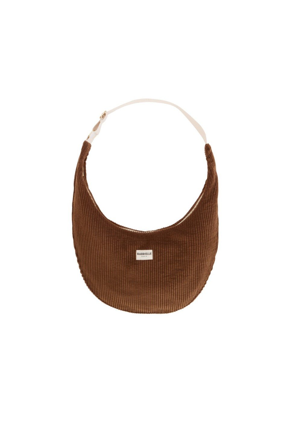 Sac demi-lune femme New B en velours camel - Gabrielle Paris - vue 2