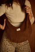 Sac demi-lune femme New B en velours camel - Gabrielle Paris - vue 1