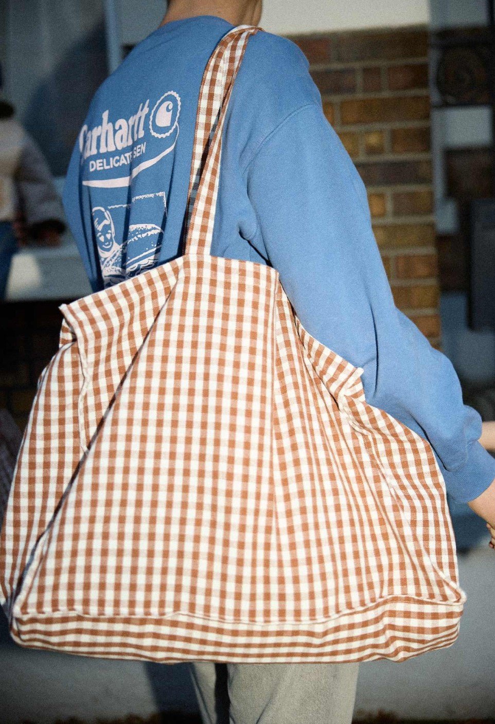Sac week-end femme en coton Vichy Moka - Gabrielle Paris - vue 1