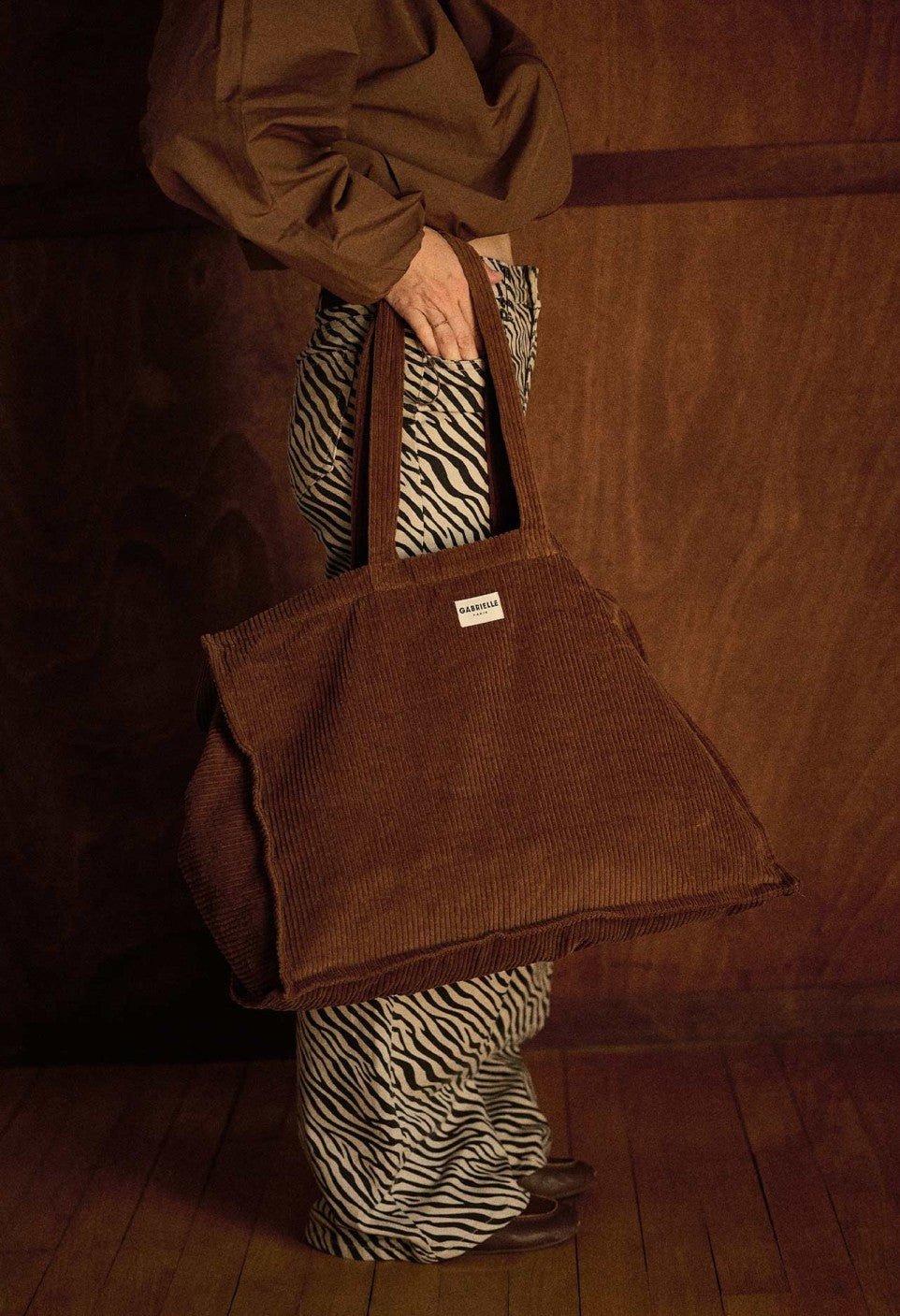Sac week-end femme en velours camel - Gabrielle Paris - vue 1