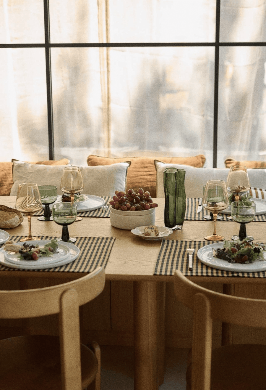 Set de table en coton à carreaux Vichy Café
