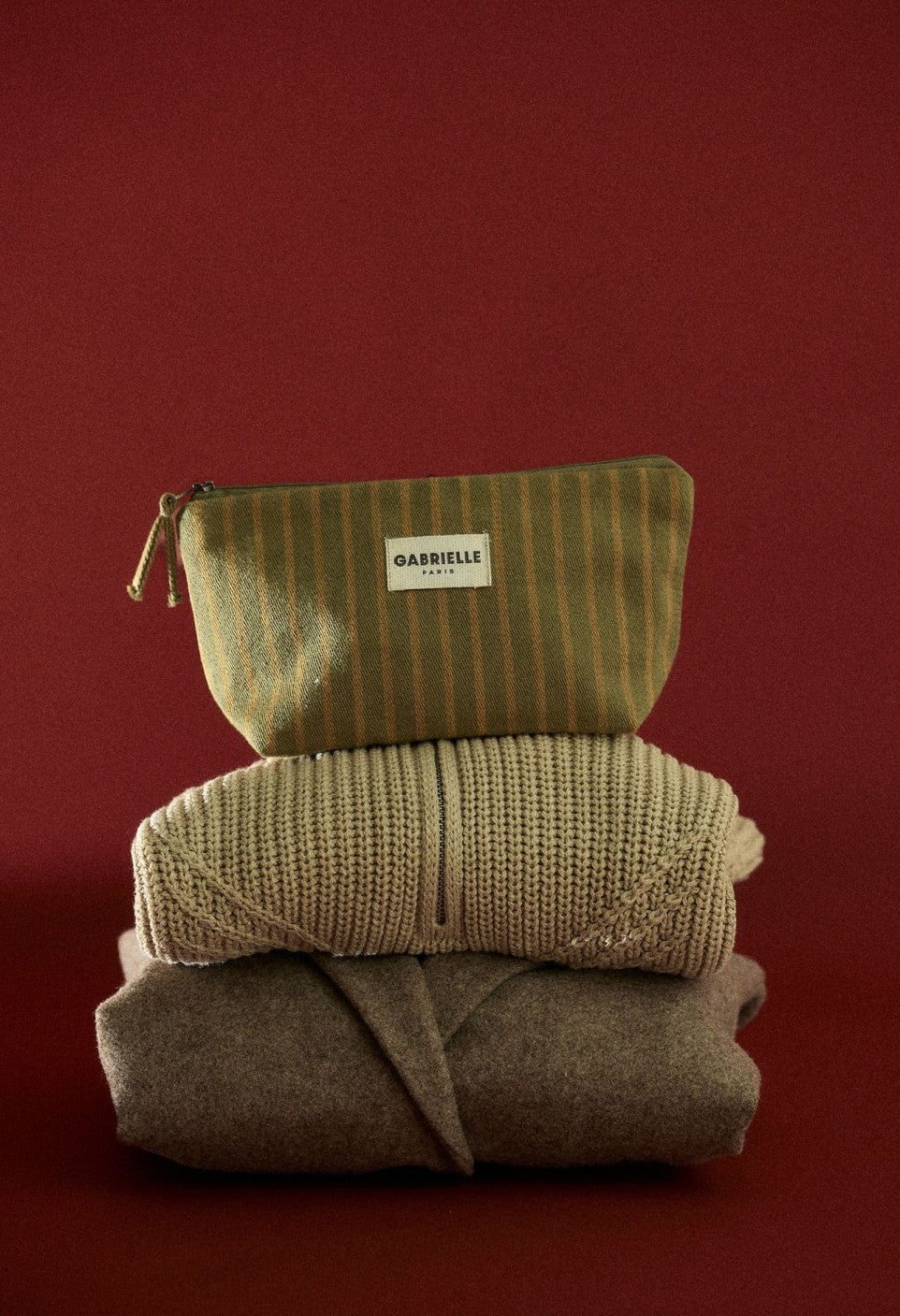 Trousse de maquillage en coton Rayures Rivoli - Gabrielle Paris - vue 1